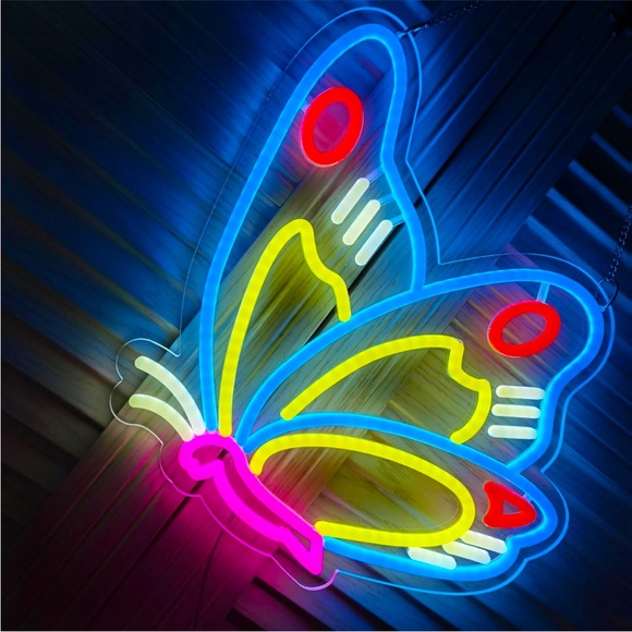 Neon Butterfly Blue Pink Kid/Teen Glowing LED Party Light Wall Room Cute Decor - Picture 5 of 5